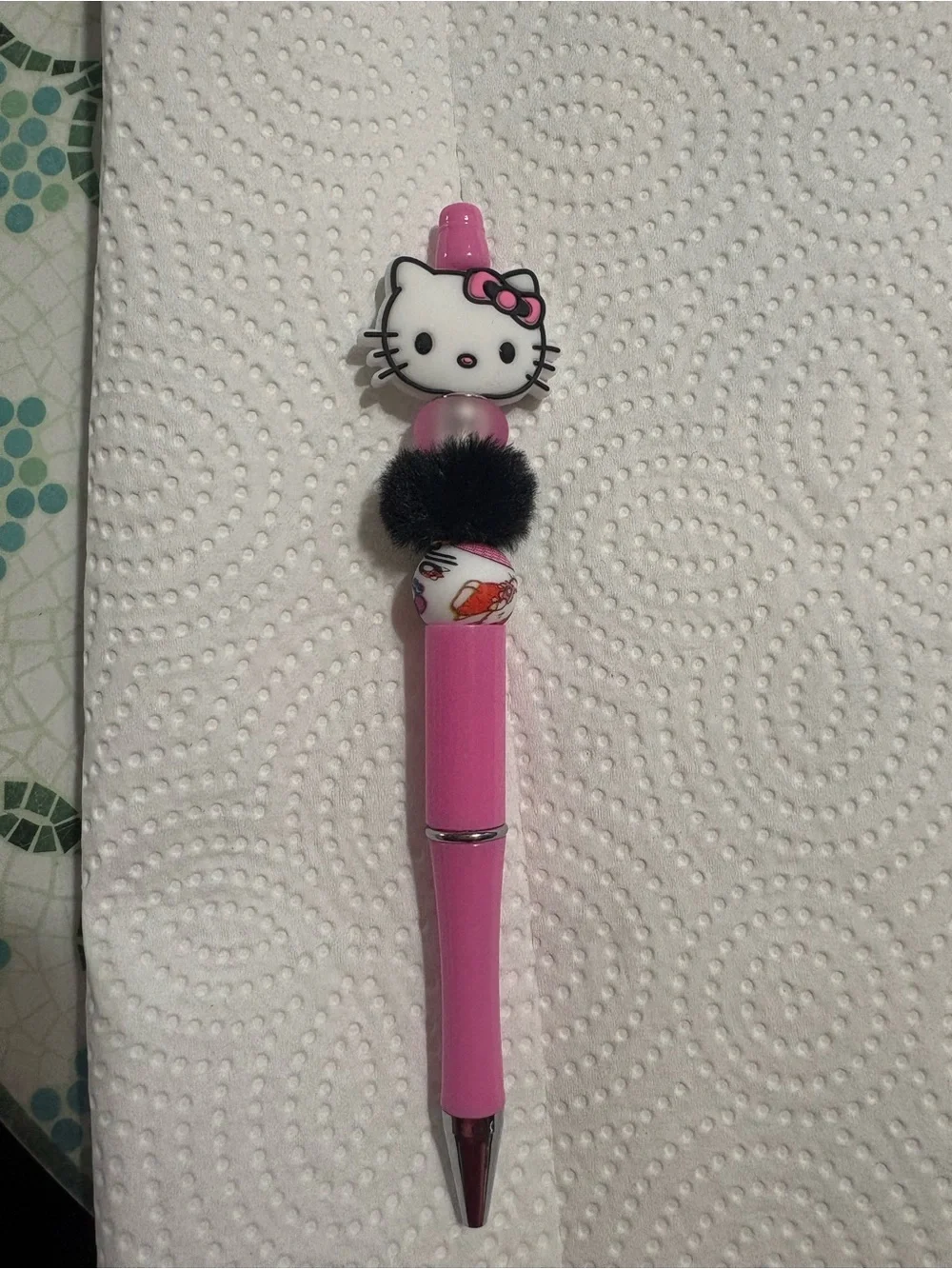 Kids Beaded Character Pen — Multicolor Decorative Accessory